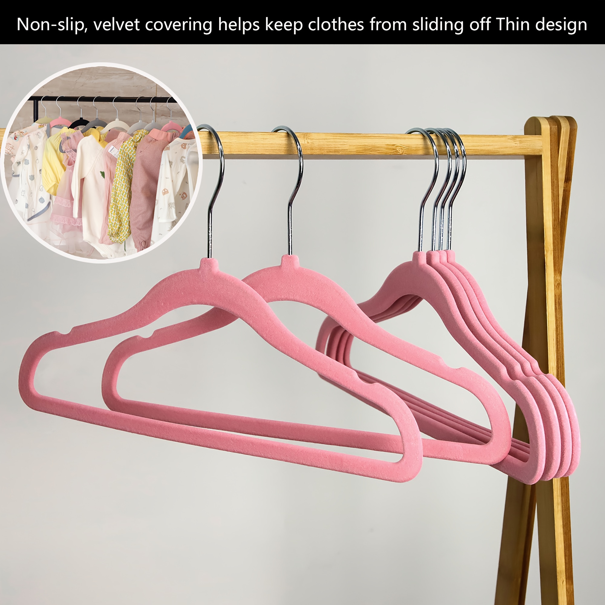 IEOKE Baby Velvet Hangers,50 Pack Children Clothes Hangers Ultra Thin Non  Slip