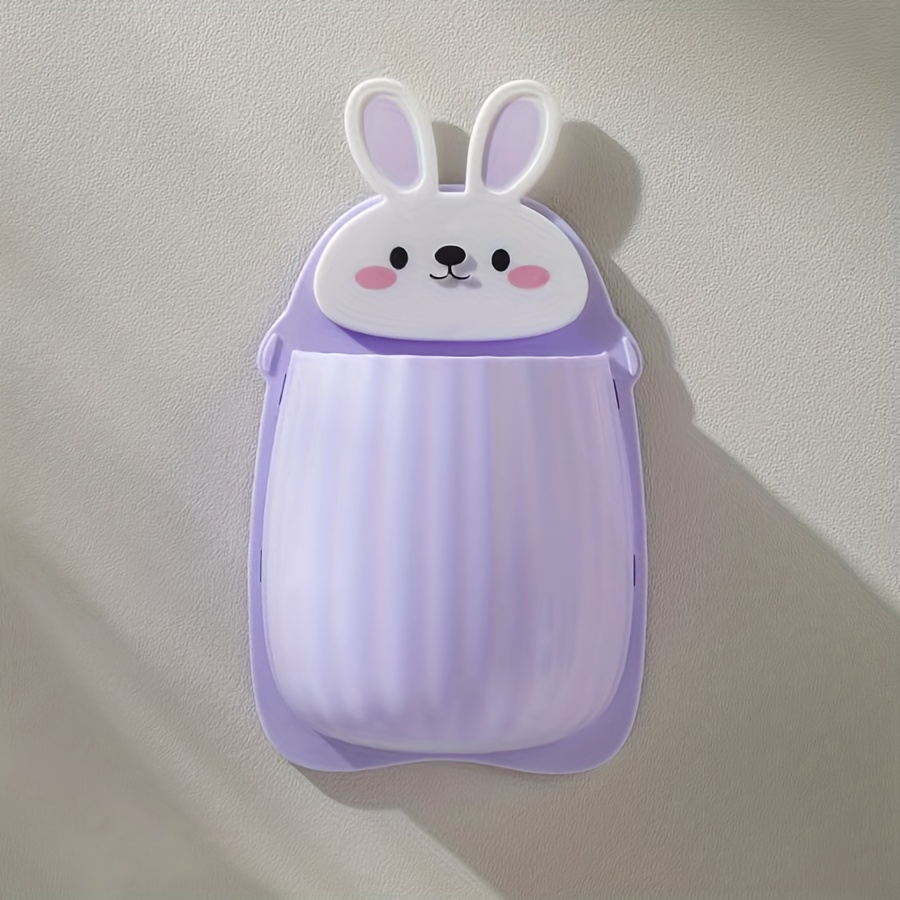 TEMU 1pc Cute Rabbit Storage Holder, Space Saving Wall Mounted Toothbrush Toothpaste Hanging Shelf, Bathroom Decor Accessories