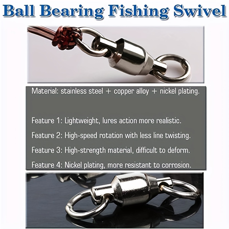 20pcs Fishing Barrel Swivel Snap Connector High-Strength Fishing Rolling  Ball Bearing Swivels 