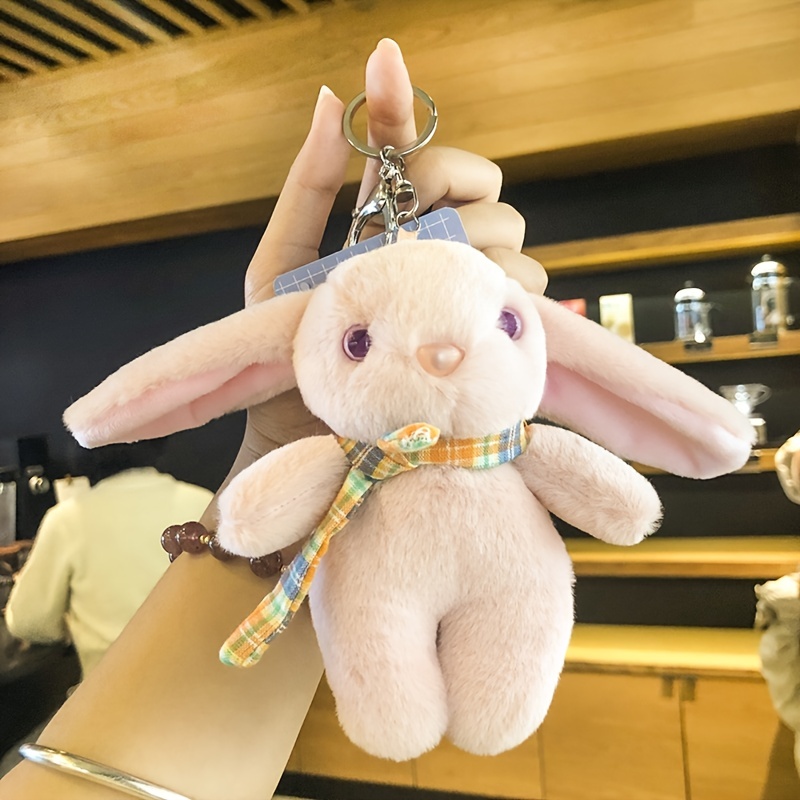 Soft Fluffy Rabbit Keychain Cute Plush Bunny Key Rings Plush Bunny