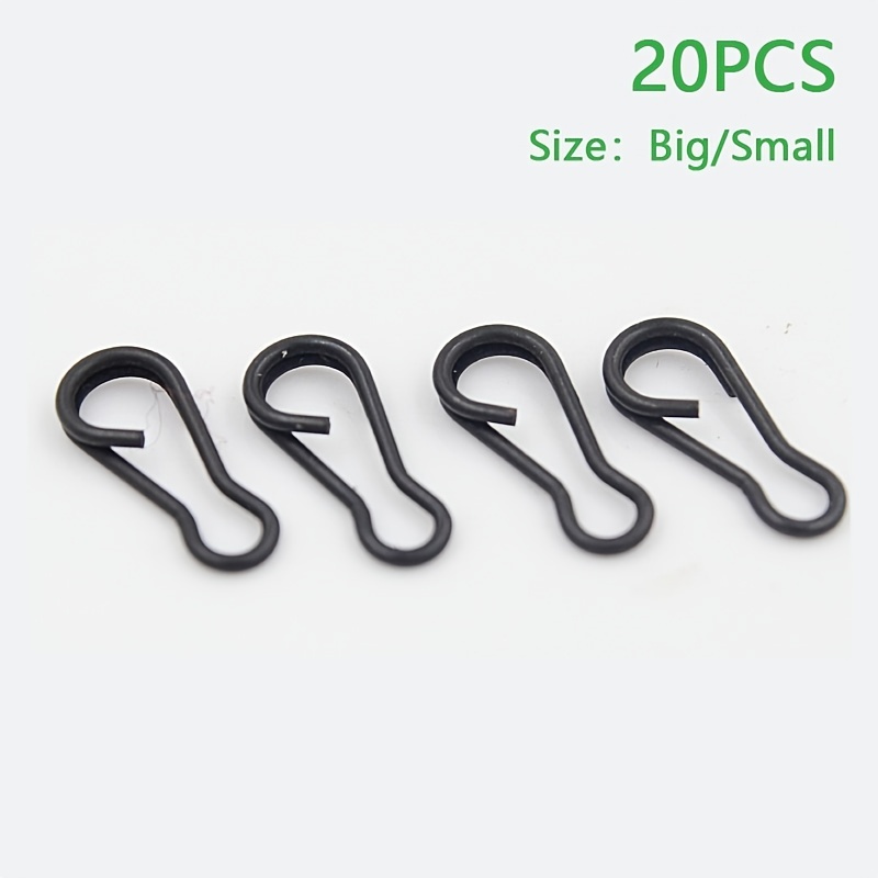 20pcs Anti-Winding Black Matte Pin Clips - Double Hook Carp Fishing Big Pin  for Quick Change Connector and Easy Linking - Multi Clips for Connecting S