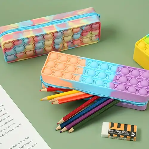 Macaron Color Triangle Portable Pencil Case With Large - Temu