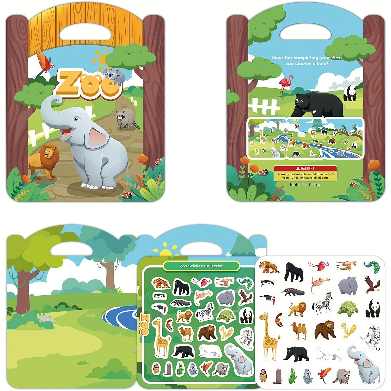 Sticker Books for Kids 2-4, 3 Sets Reusable Sticker Book Dinosaur Stickers,  Animal Stickers and Seaworld Stickers Travel Quiet Busy Book Preschool
