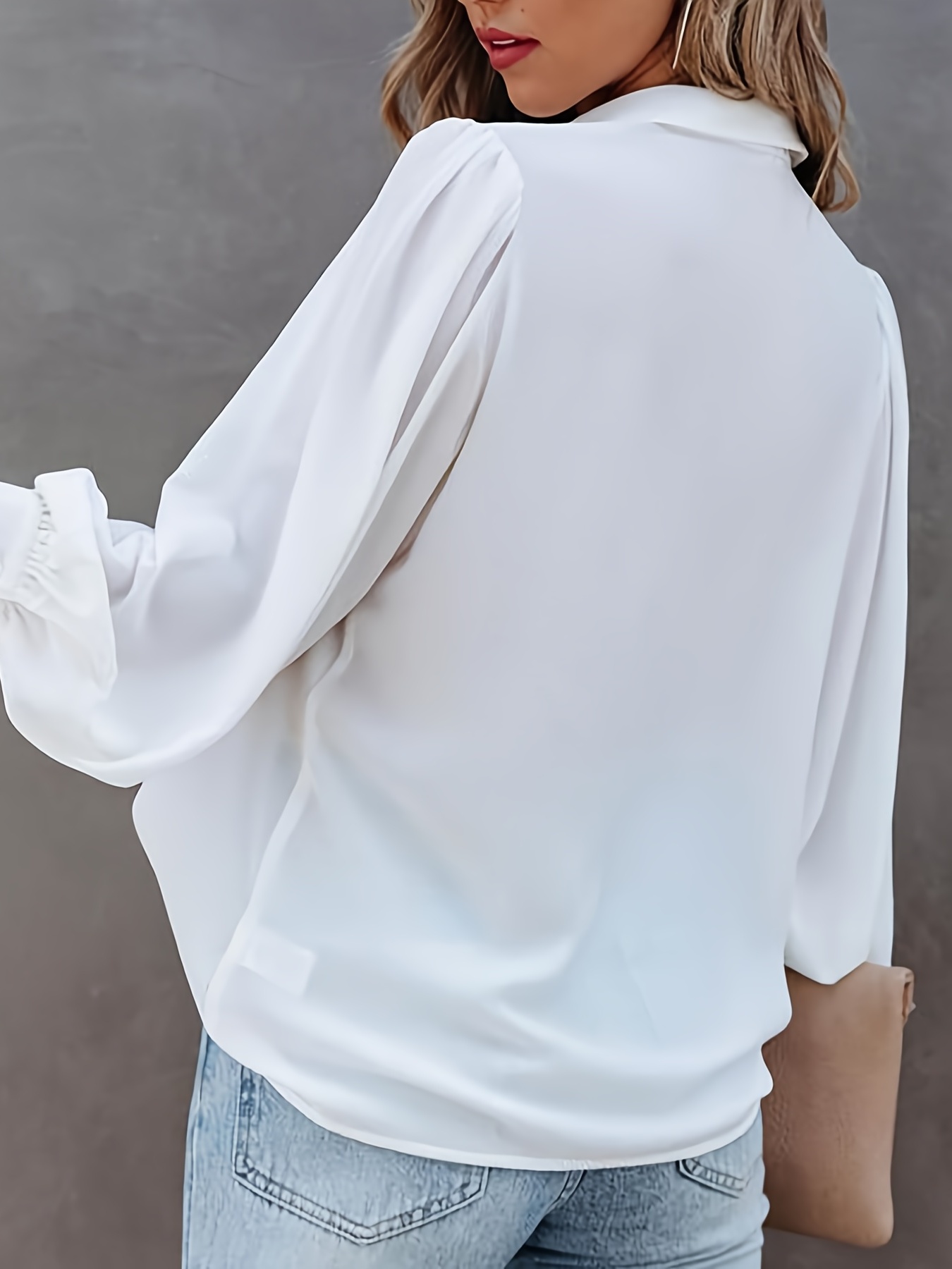 Chiffon Pleated V neck Blouses Casual Loose Lapel Button - Temu Canada