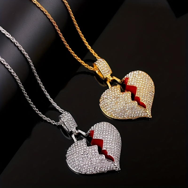 Couples Matching Necklace Gifts Love You Broken Half Heart Couple Gift Set  price in UAE,  UAE