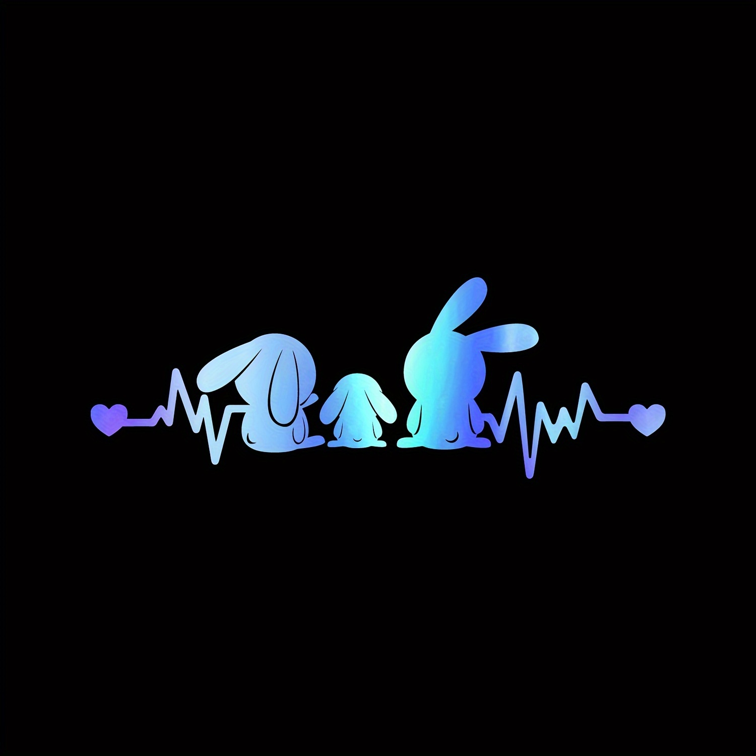 Heartbeat 3 Cute Rabbits Family Car Sticker For Car Truck Motorcycle Laptop Cartoon Animal Back Waterproof Vinyl Decal Funny Decoration