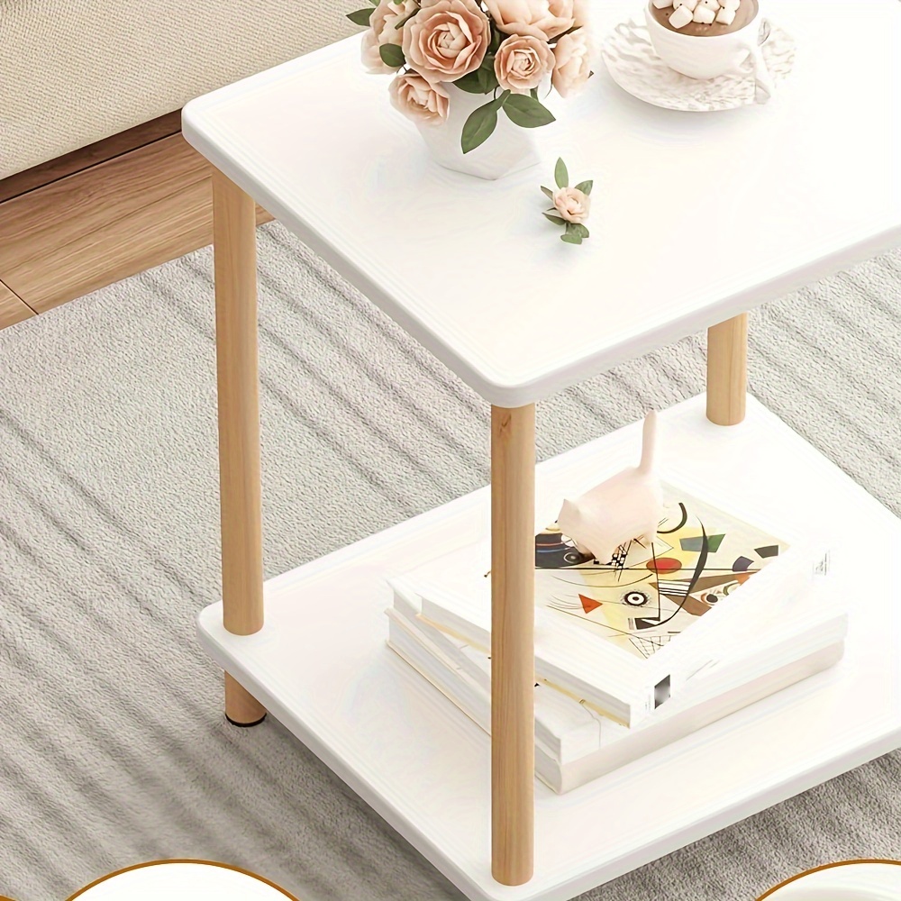 Side Table, 2-tier Tall End Table With Storage Rack, Wooden Nightstand,  No-tool Assembly Bedside Table For Living Room Bedroom Office, Home Decor,  Room Decor - Temu