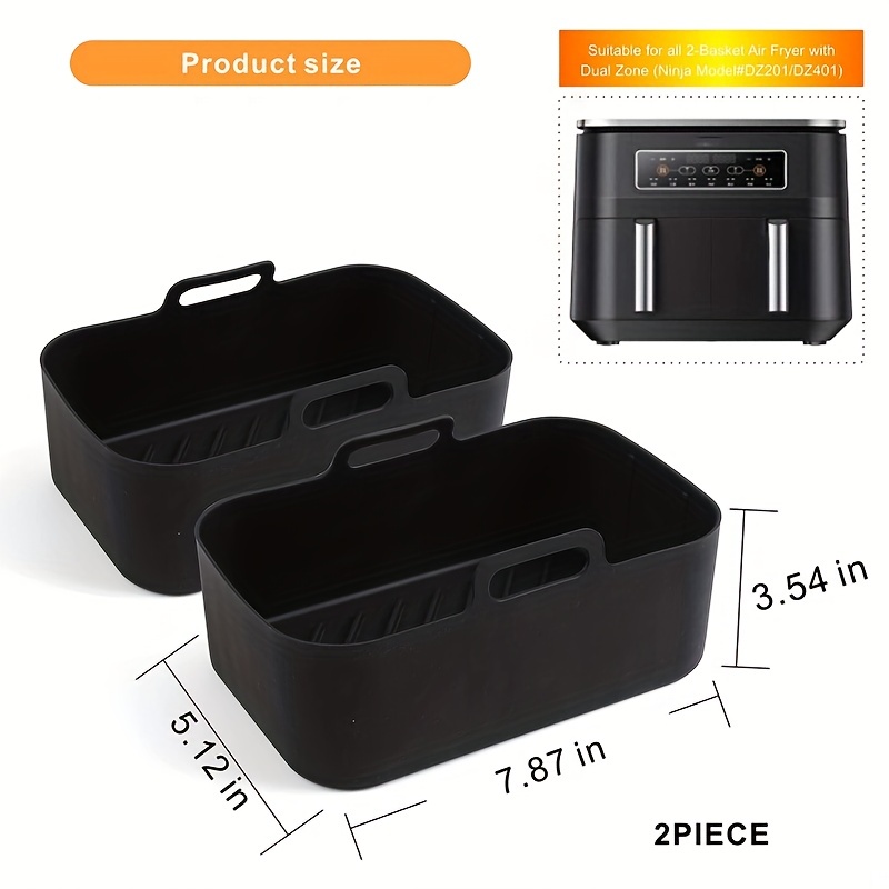 MMH Silicone Liners Rectangular 2 Pcs for 10 Qt Air Fryer Dual
