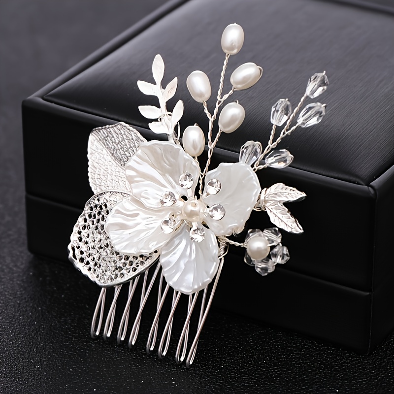Silver Pearl Crystal Bridal Hair Comb Wedding Accessories