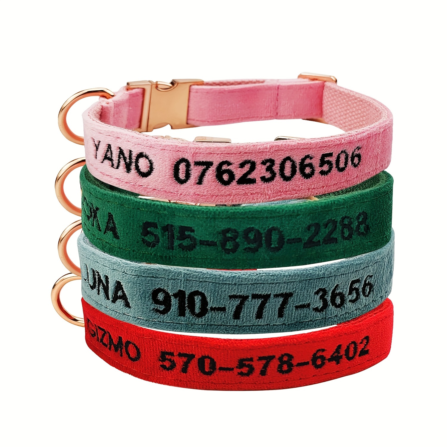 Personalized Dog Collar, Custom Embroidered Pet Name and Phone Number 4  Adjustable Sizes X-Small Small Medium Large Quick Release Buckle and D-Ring