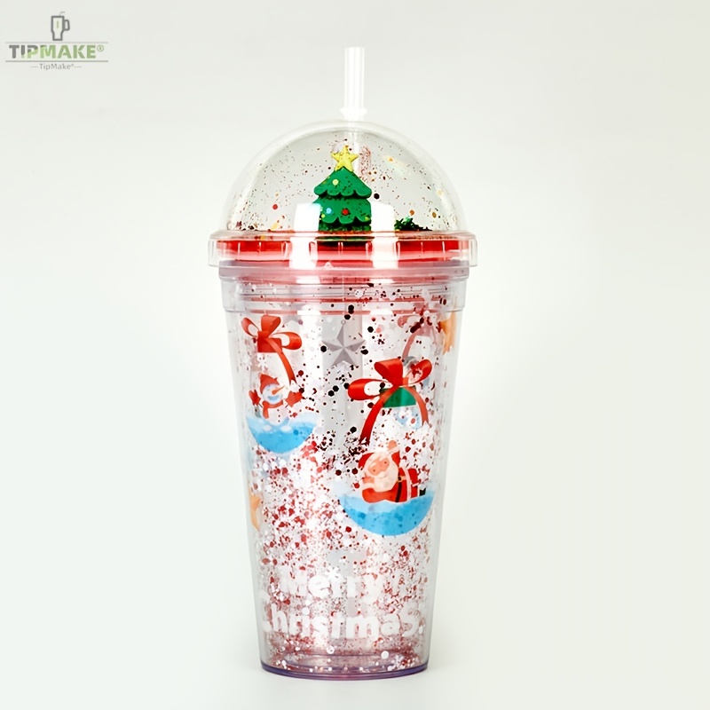 Cute Christmas Deer Rabbit Straw Cup, Creative Double Layer Plastic Cup,  For Christmas Gift - Temu