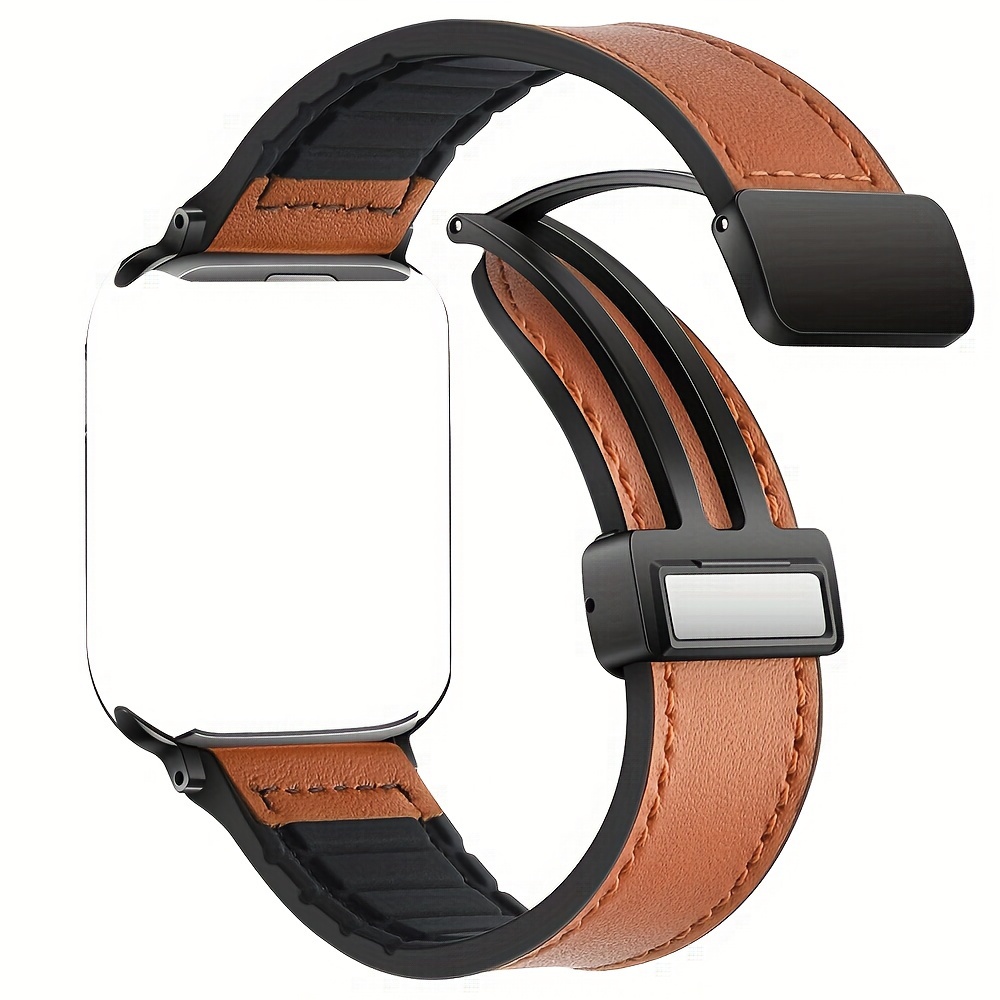 

Bracelet de montre en cuir véritable compatible avec Apple Watch Band 49mm 45mm 44mm 42mm, sangle à boucle magnétique compatible avec Apple Watch Ultra Ultra2 Series 9/8/7/6/5/4/3/2/1/SE/SE2