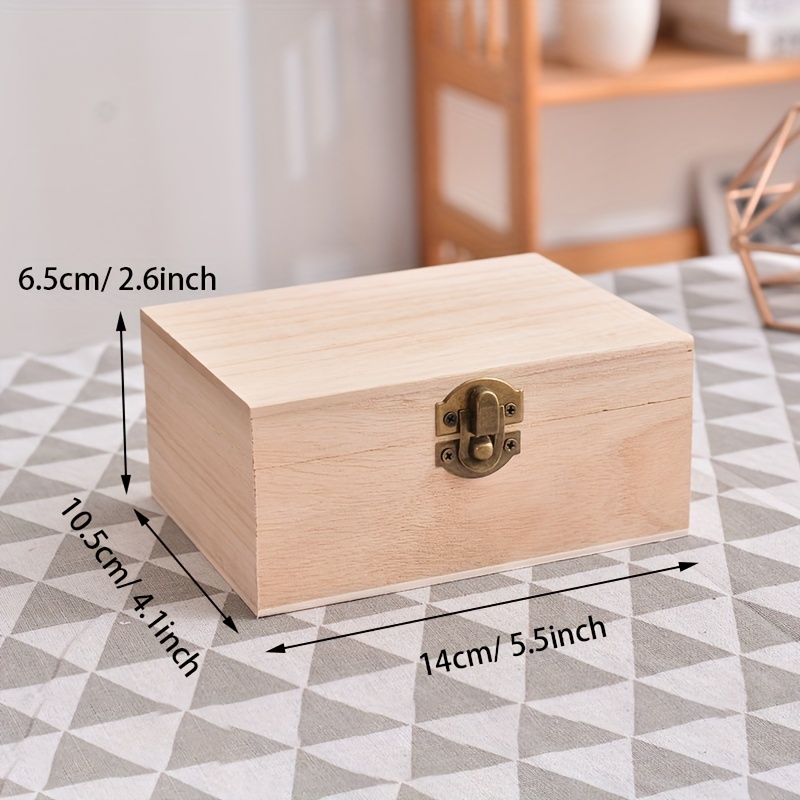 Wooden Box With Hinged Lid Wooden Rectangle Keepsake Box - Temu