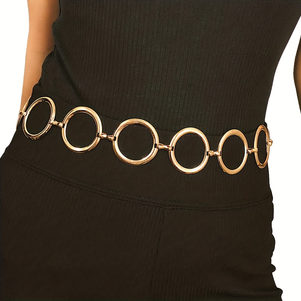 Tan Gold Chain Waist Belt