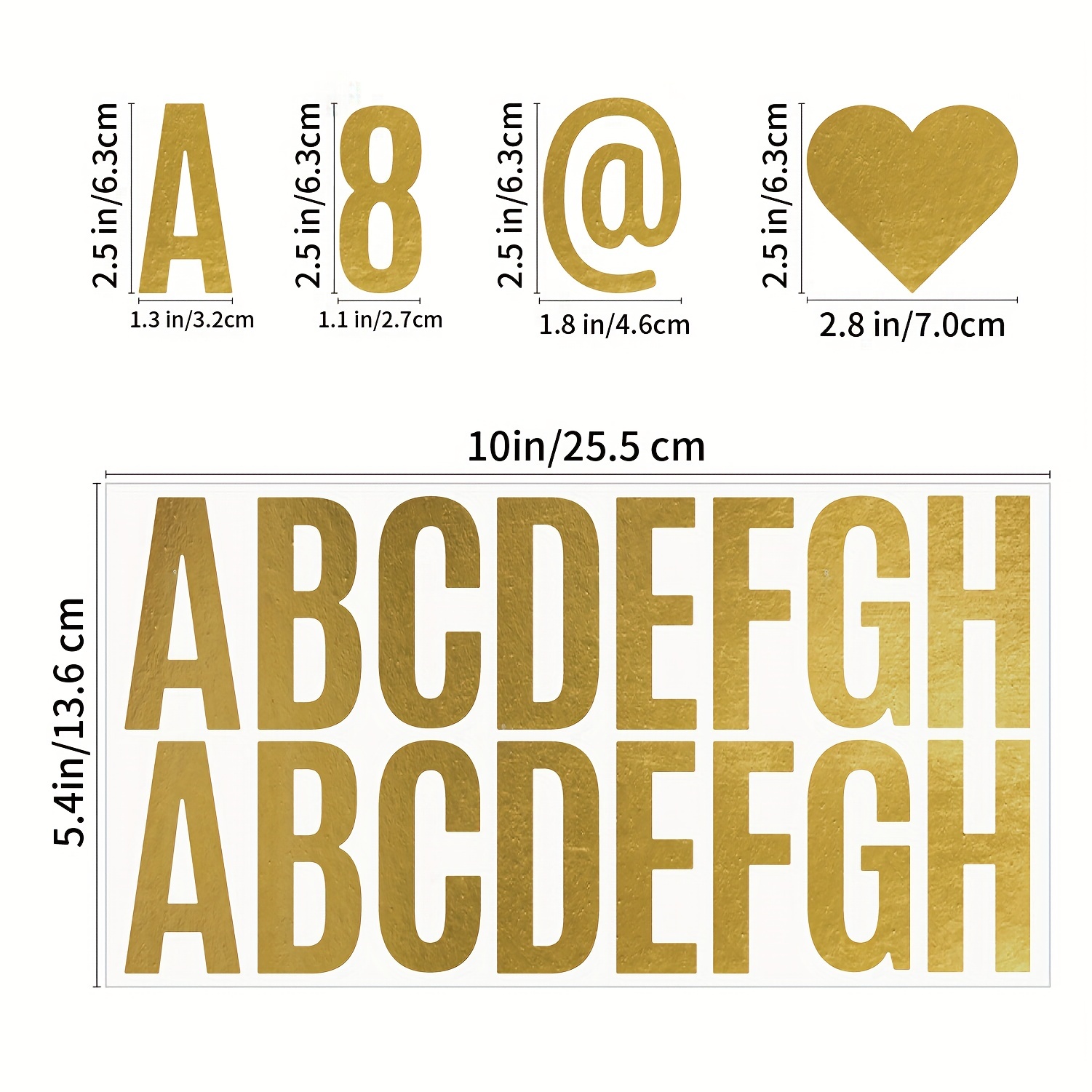 6sheets 2.5inch Hot Stamping Letters Stickers, Large Alphabet, Numbers, And  Symbols Decals, Self-adhesive Diy Decoration Stickers For Car, Mailbox