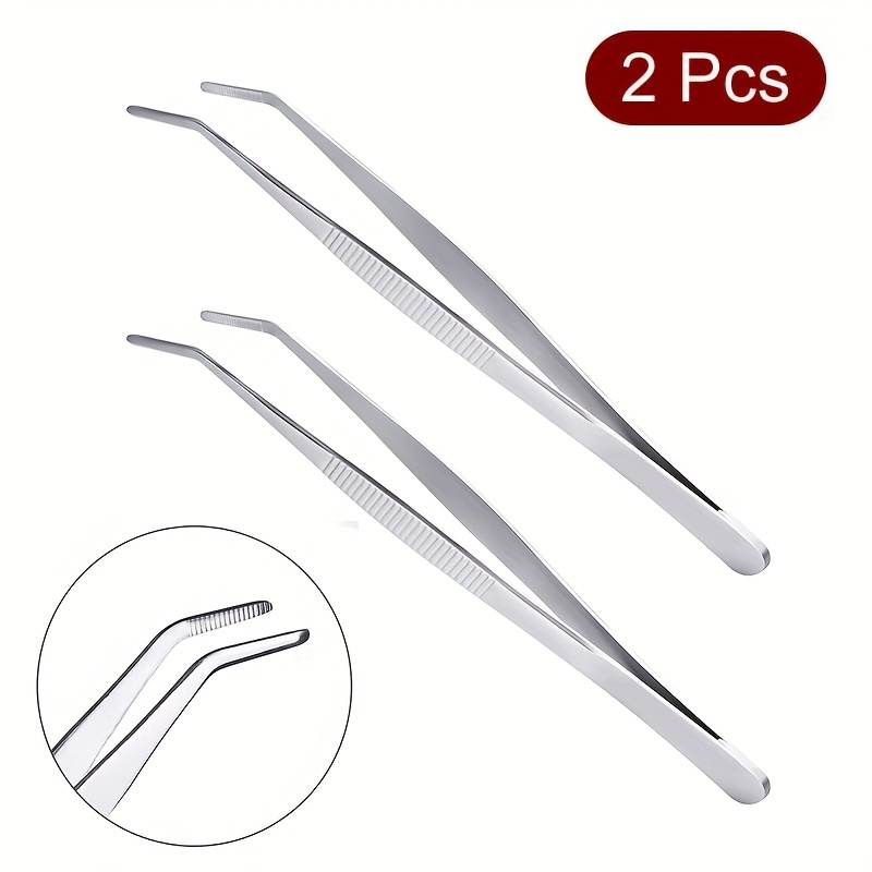 6.3 Inch 16cm Stainless Steel Straight Curved Tweezers Set with