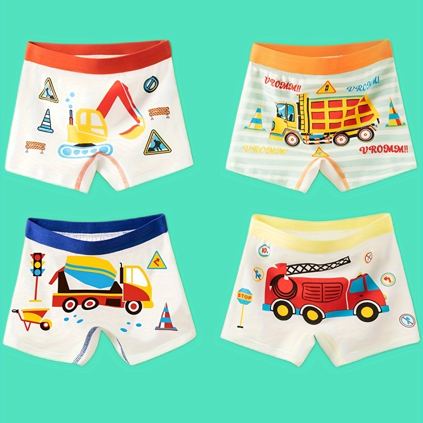 

4pcs Boys Cute Cartoon Graphic Print Breathable Soft Boxer Briefs Underwear Clothes