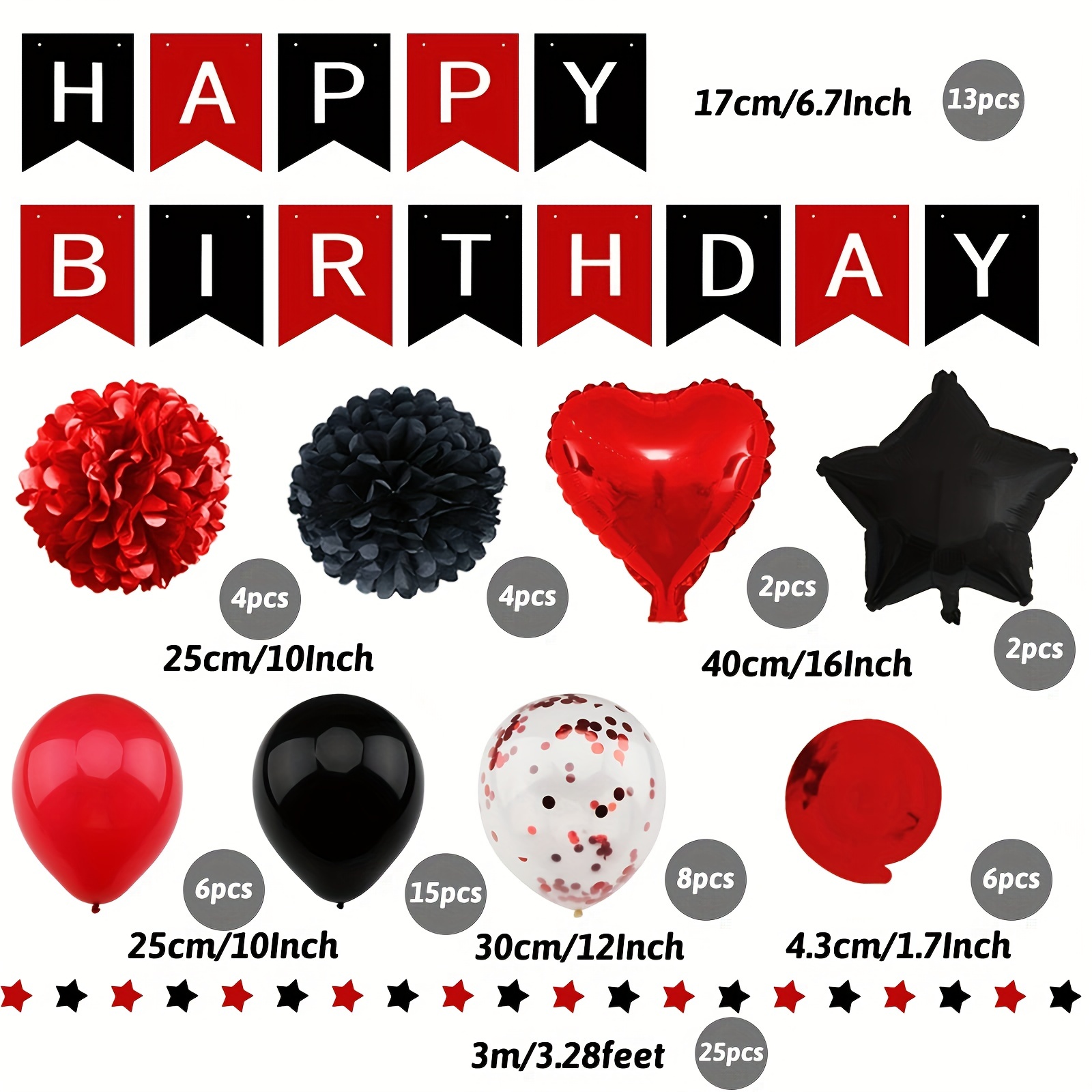 Birthday Decorations Black Red Birthday Party Decorations - Temu