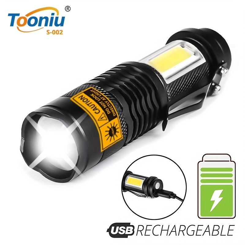 High Power LED Flashlights Camping Torch With 4 Lamp Beads And COB Side  Light Rechargeable Portable Hand Lantern 4 Lighting Mode - AliExpress