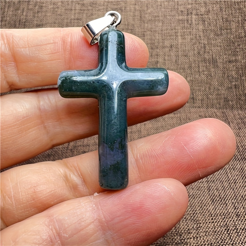 Natural Mixed Crystal Cross Necklace Pendant