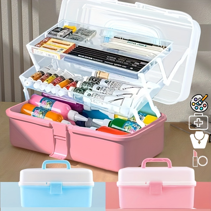 Craft Organizers Storage Plastic Box 3 tier Fold Tray Art - Temu