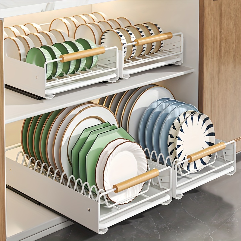 Stainless Steel Dish Storage Rack Pull Cabinet Organizer - Temu