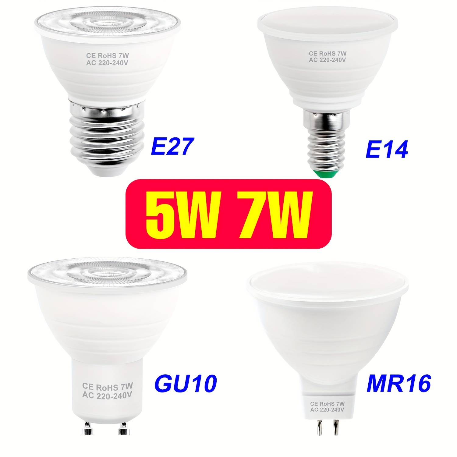 GU10 LED Bulb MR16 E27 E14 5-10W Ampoule Spot light Blanc Froid Chaud lampe  220V