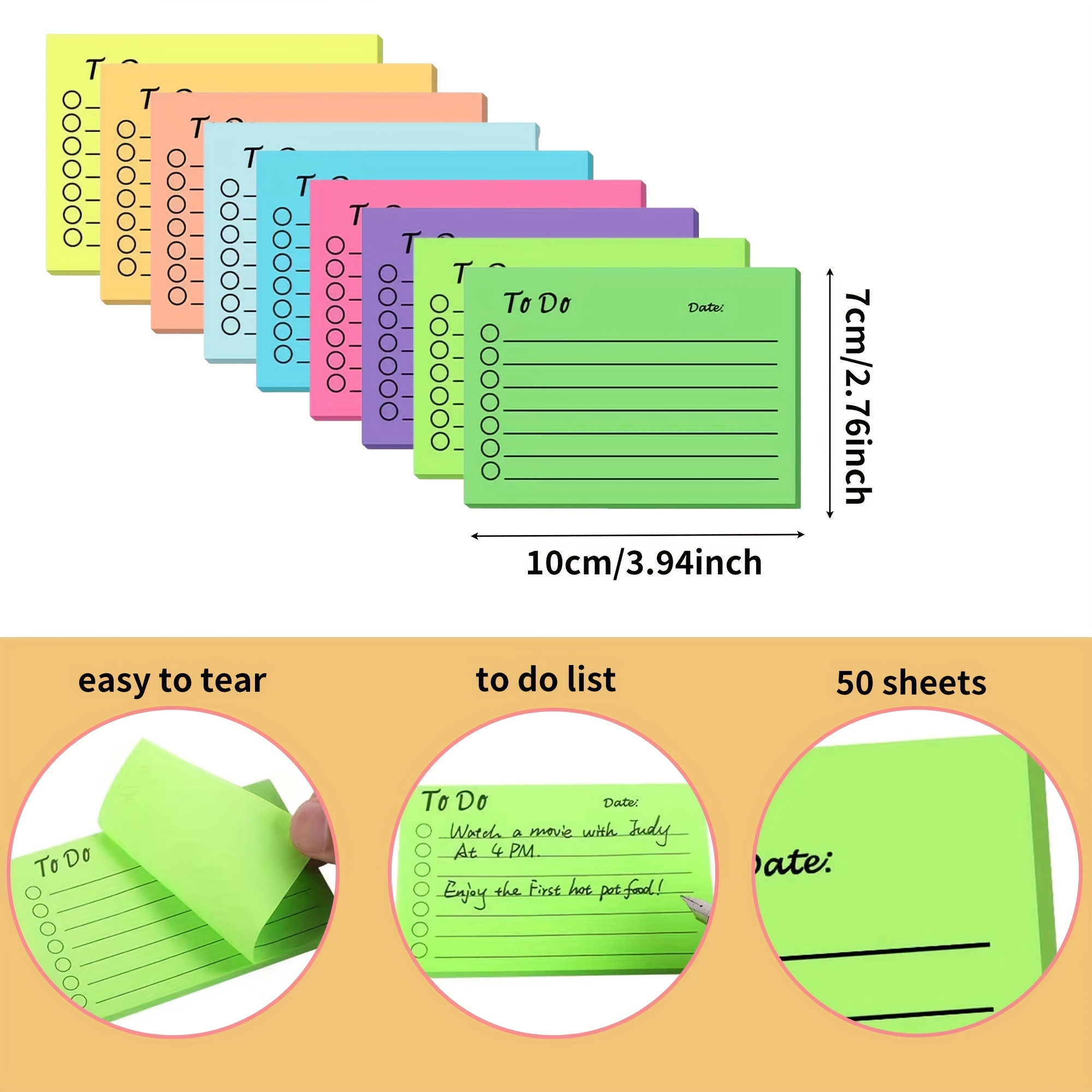 9pcs Colorful Plan Sticky Notes Memo Pad Office Notepad details 0