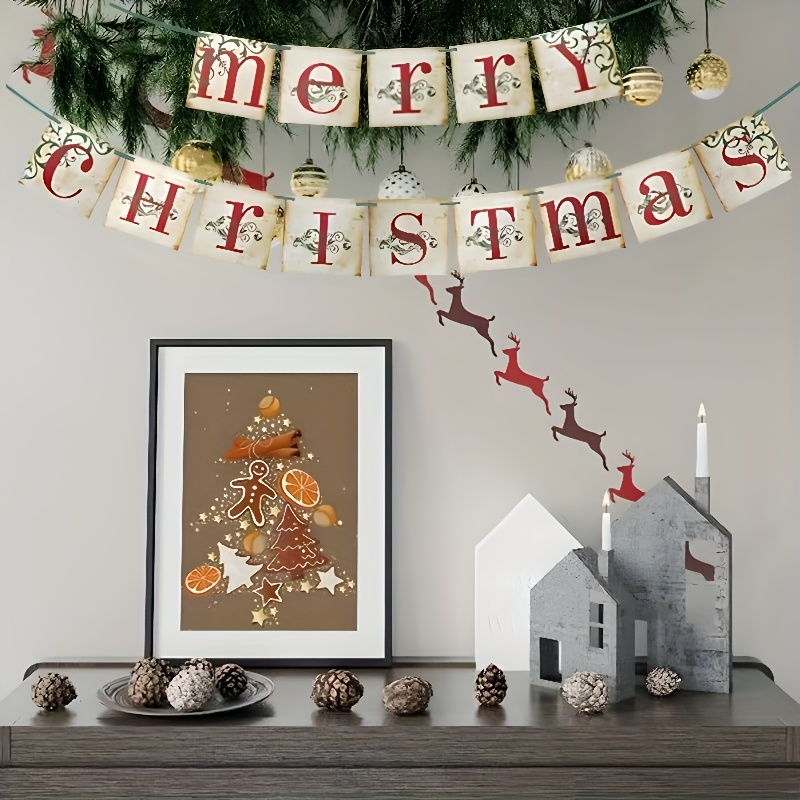 Vintage Christmas Banner merry Christmas Fireplace Banner - Temu