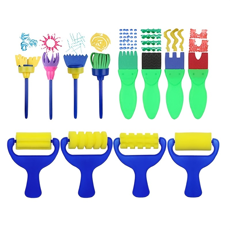12pcs Painting Brushes for Kids | Washable Painting Sponge Brush for Toddlers & Kids