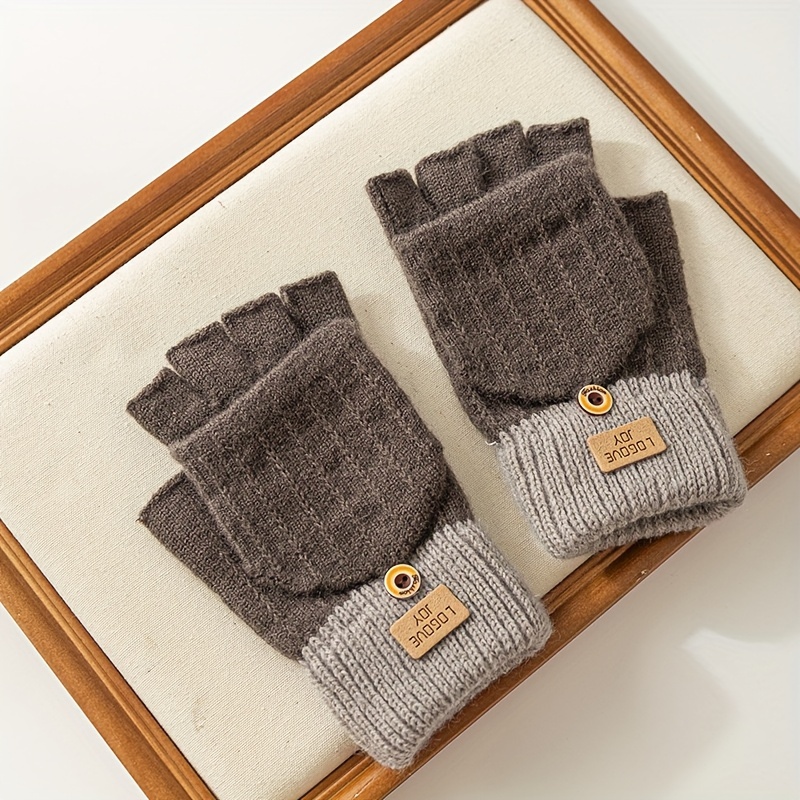 Meromibe Winter Warm Knitted Half Finger Gloves For Women