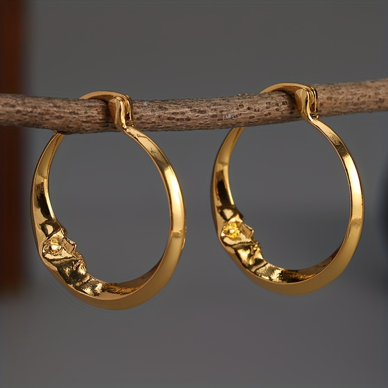personality hoop earrings moon shape zinc alloy earrings jewelry gift for ladies 5