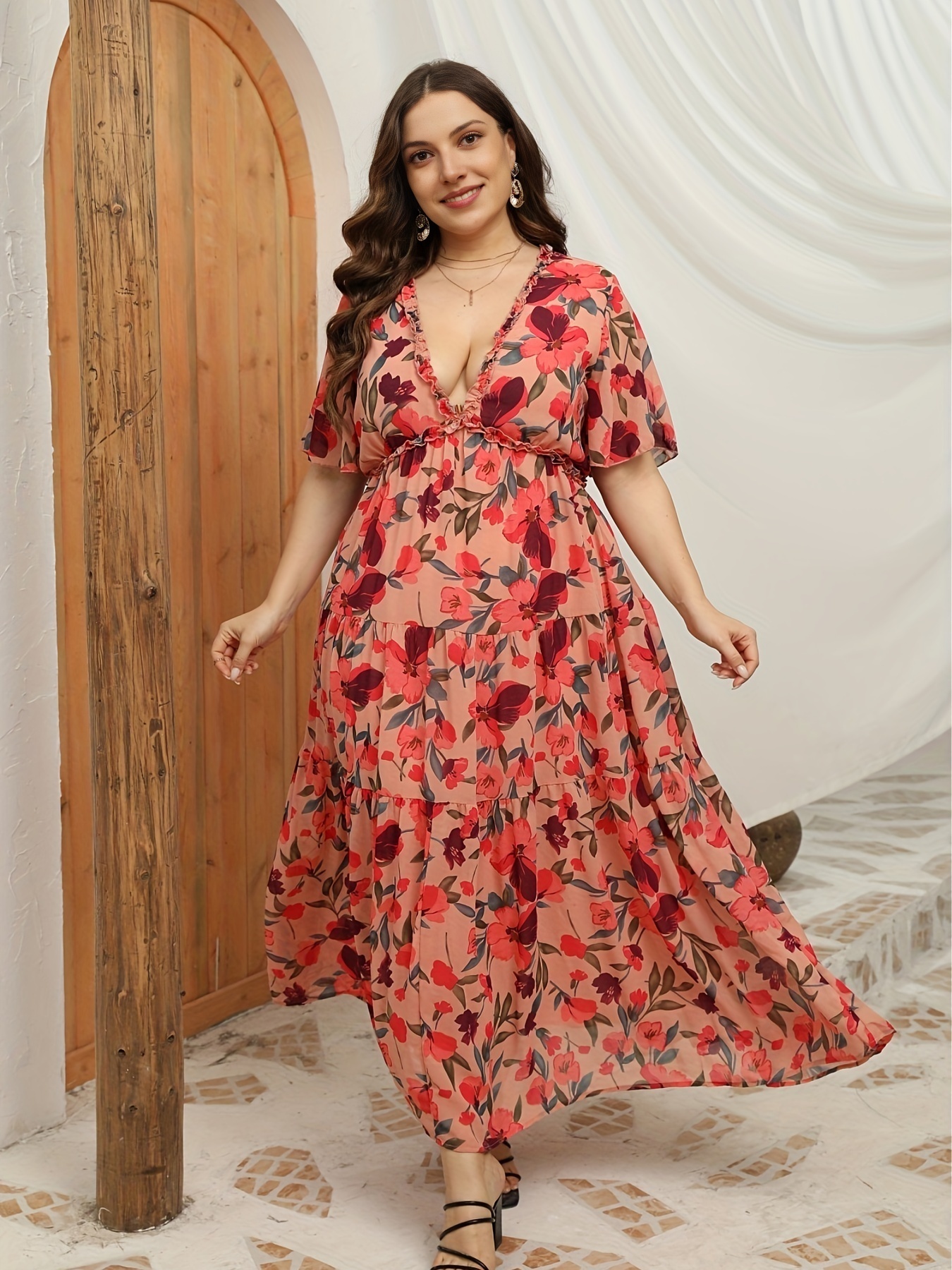 Vestido Vacay Talla Grande Vestido Mujer Estampado Floral En Temu