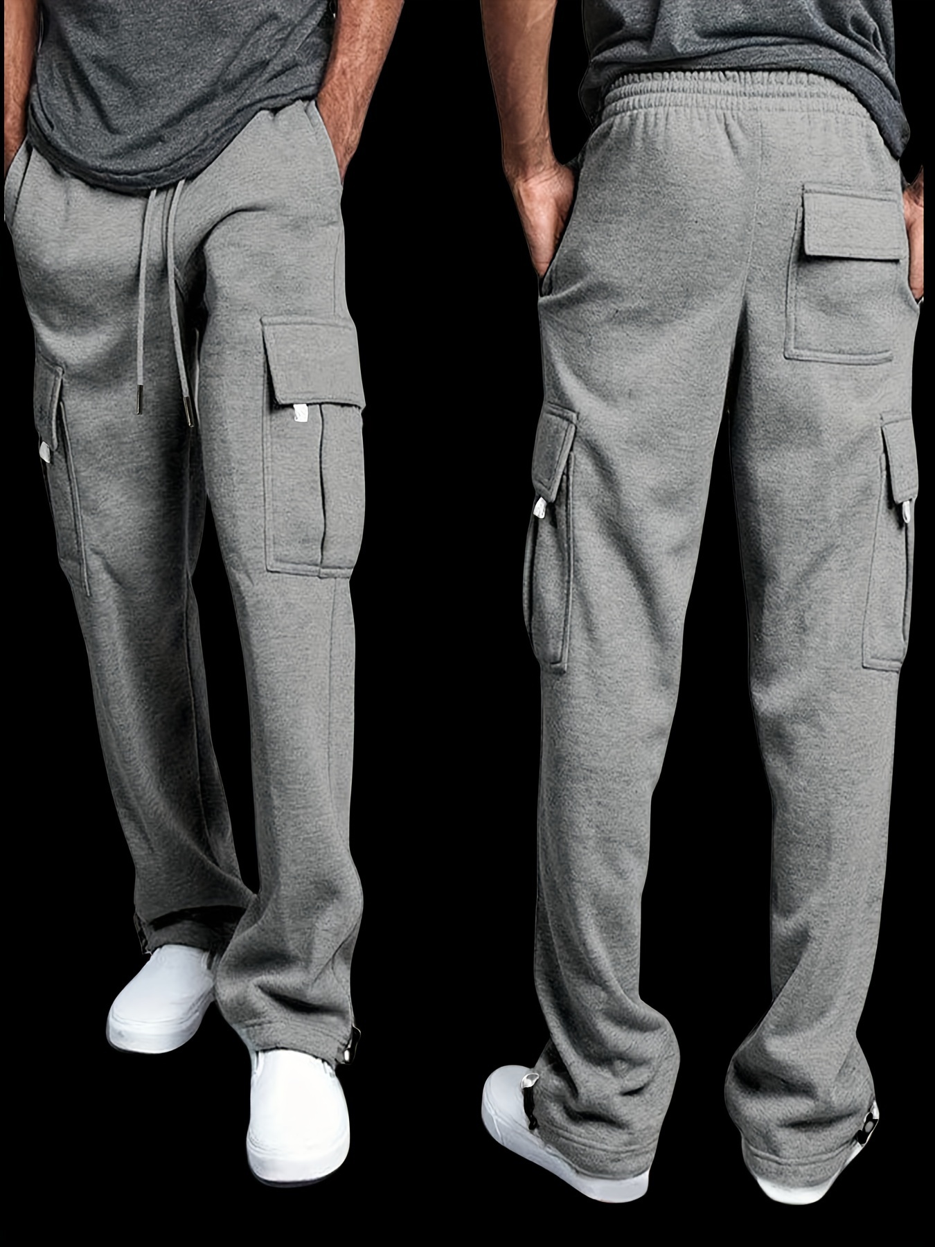 Classic Design Solid Color Multi Flap Pockets Men's Cargo - Temu