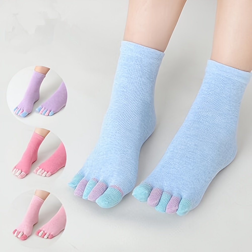 5 Pairs Lady Girl Five Fingers Toe Ankle Socks Polka Dot Sports