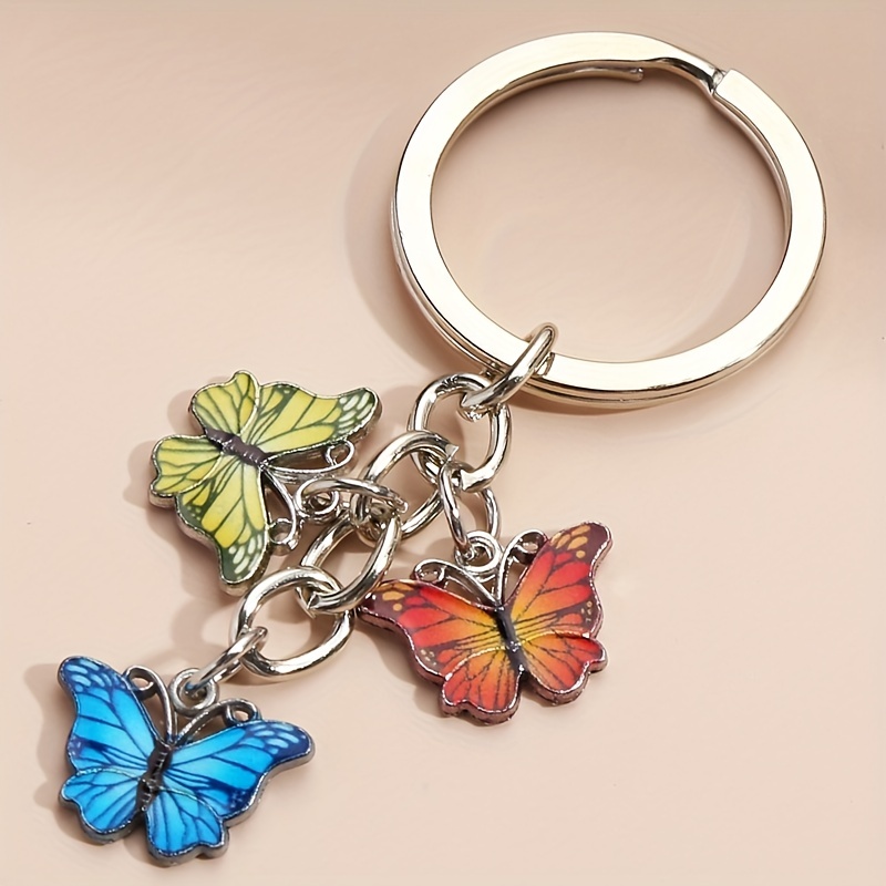 Gradient Butterfly Keychain Pendant for DIY Accessories