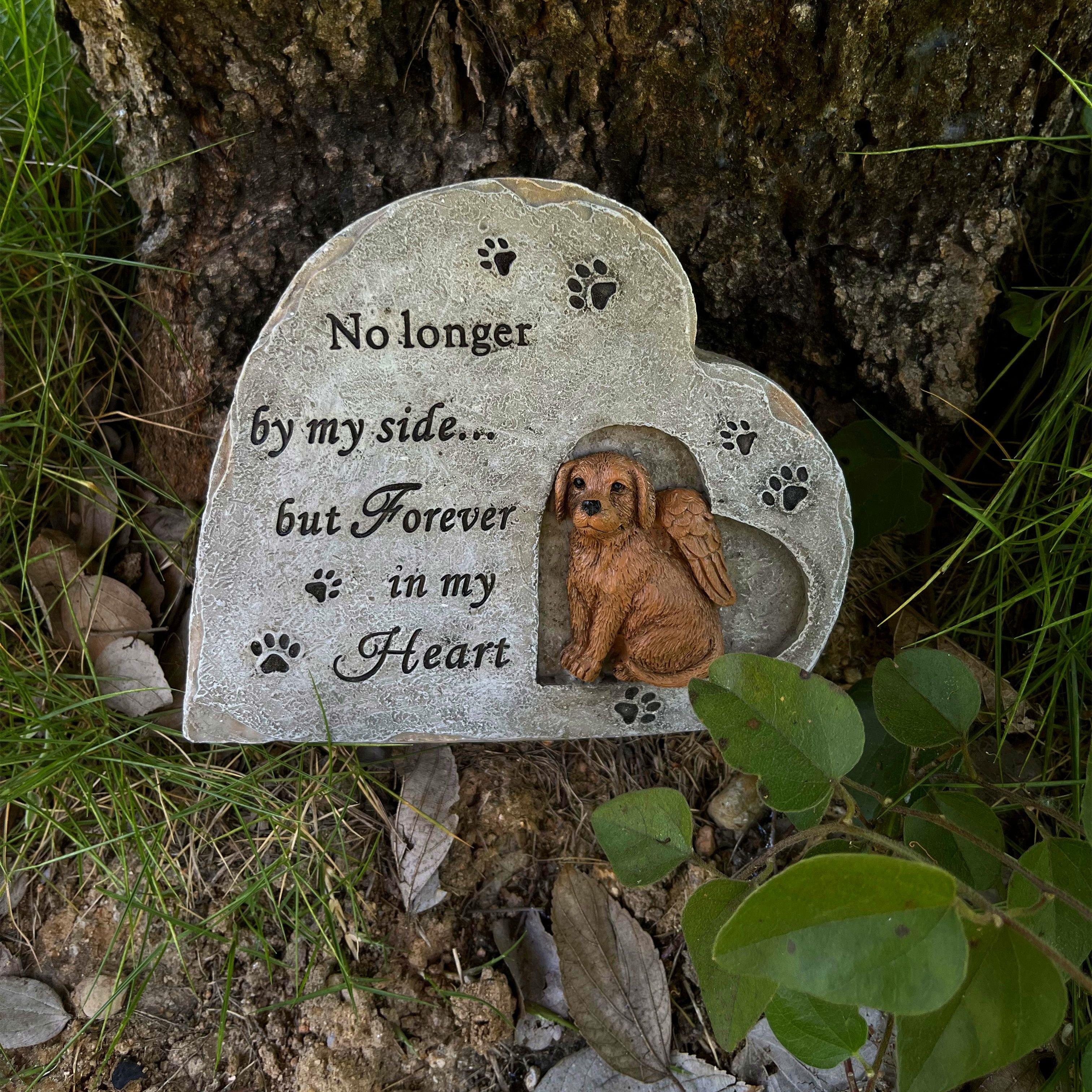 1pc Heart Shaped Pet Puppy Memorial Statue Outdoor Garden Tombstone Small Animal Memorial Simulation Stone Mourning Stone Yard Patio Outdoor Decor