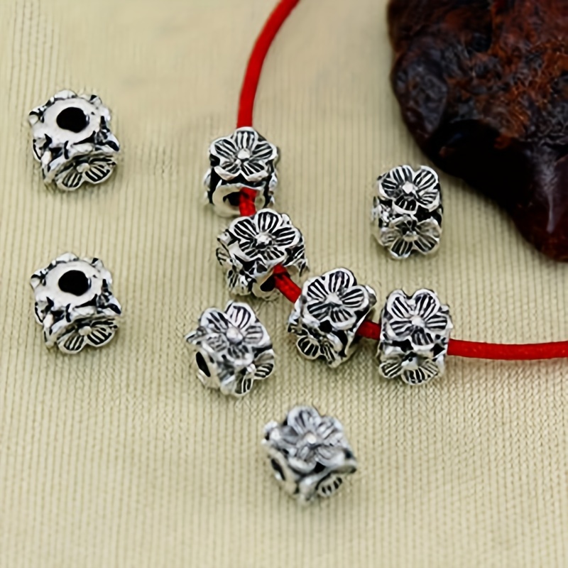 Mixed Ancient Silver Spacer Beads Diy Necklace Bracelet - Temu