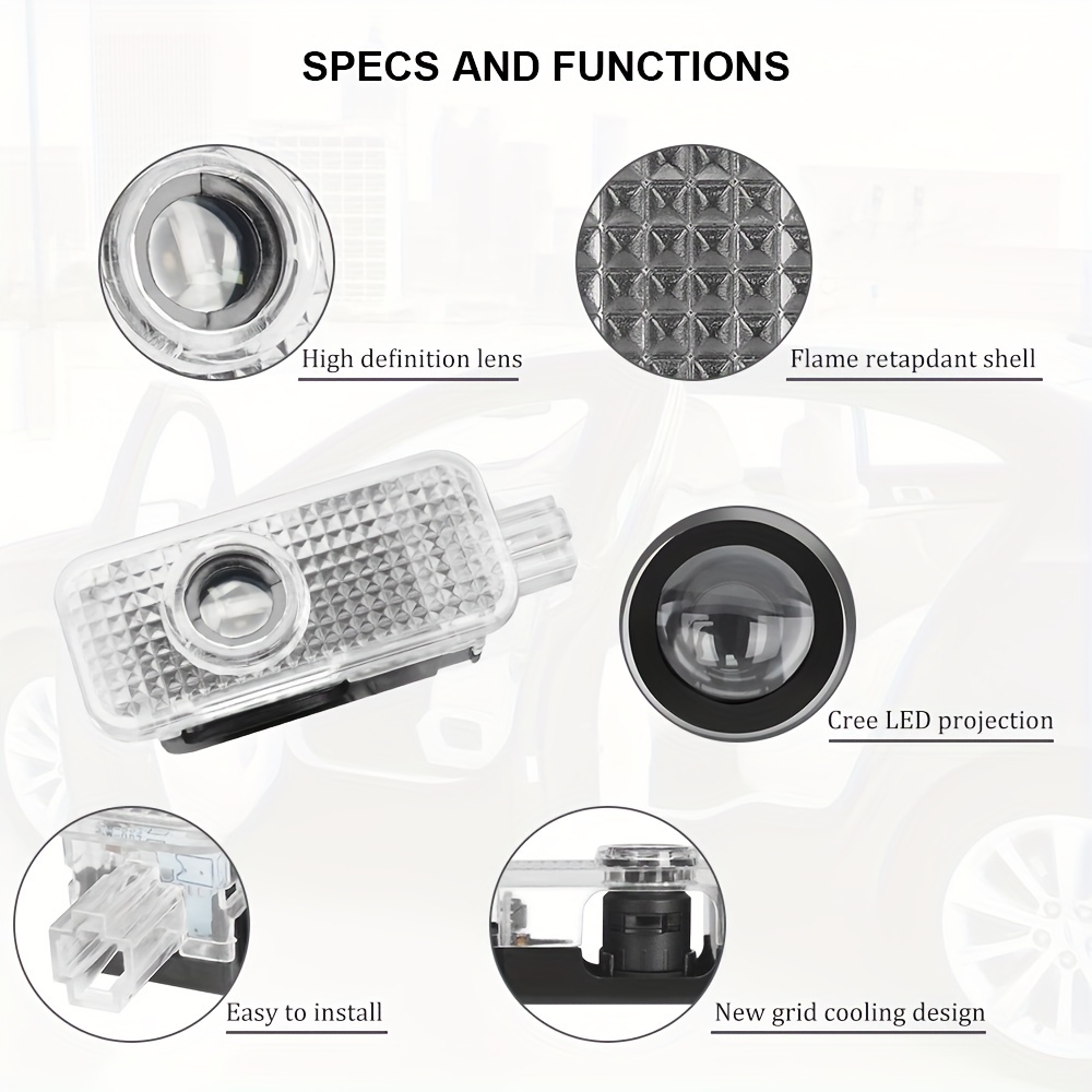 2pcs Led Light Door Projector Welcome Logo Kit For Audi S4 S6 R8 S5 A4 -  caroxygen