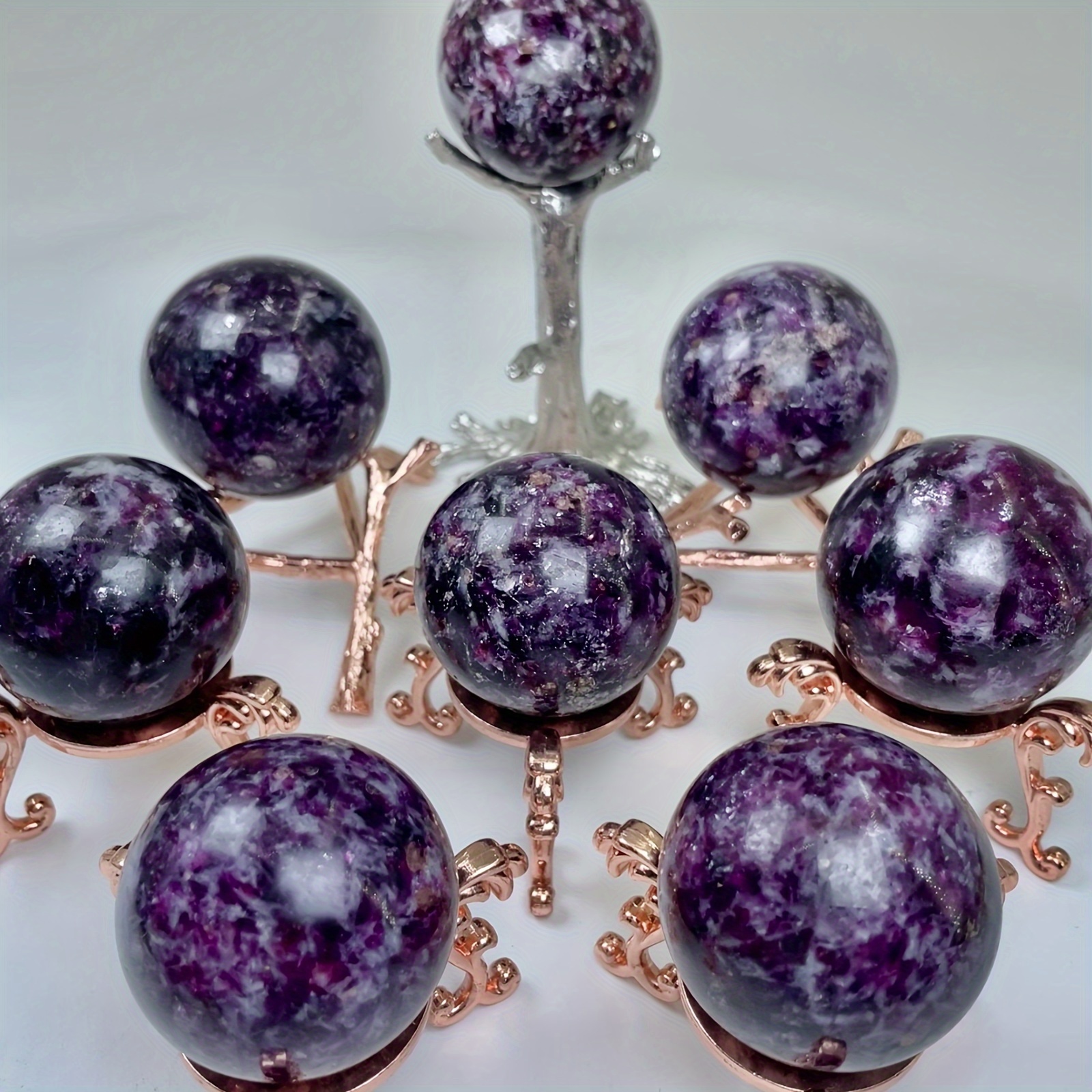 1pc 2.06in Natural Crystal Purple Lithium Mica Ball - Spiritual Healing  Home Decoration