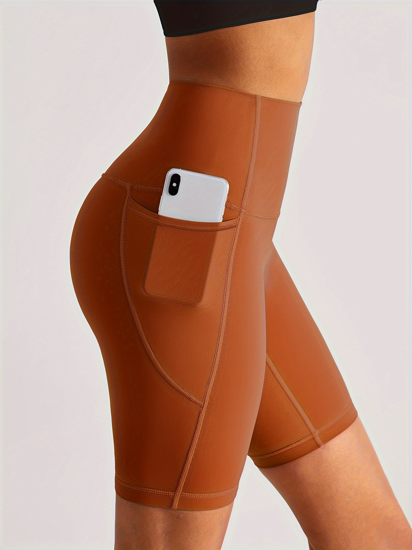 Women's Solid Yoga Shorts Side Pocket Comfortable Stylish - Temu
