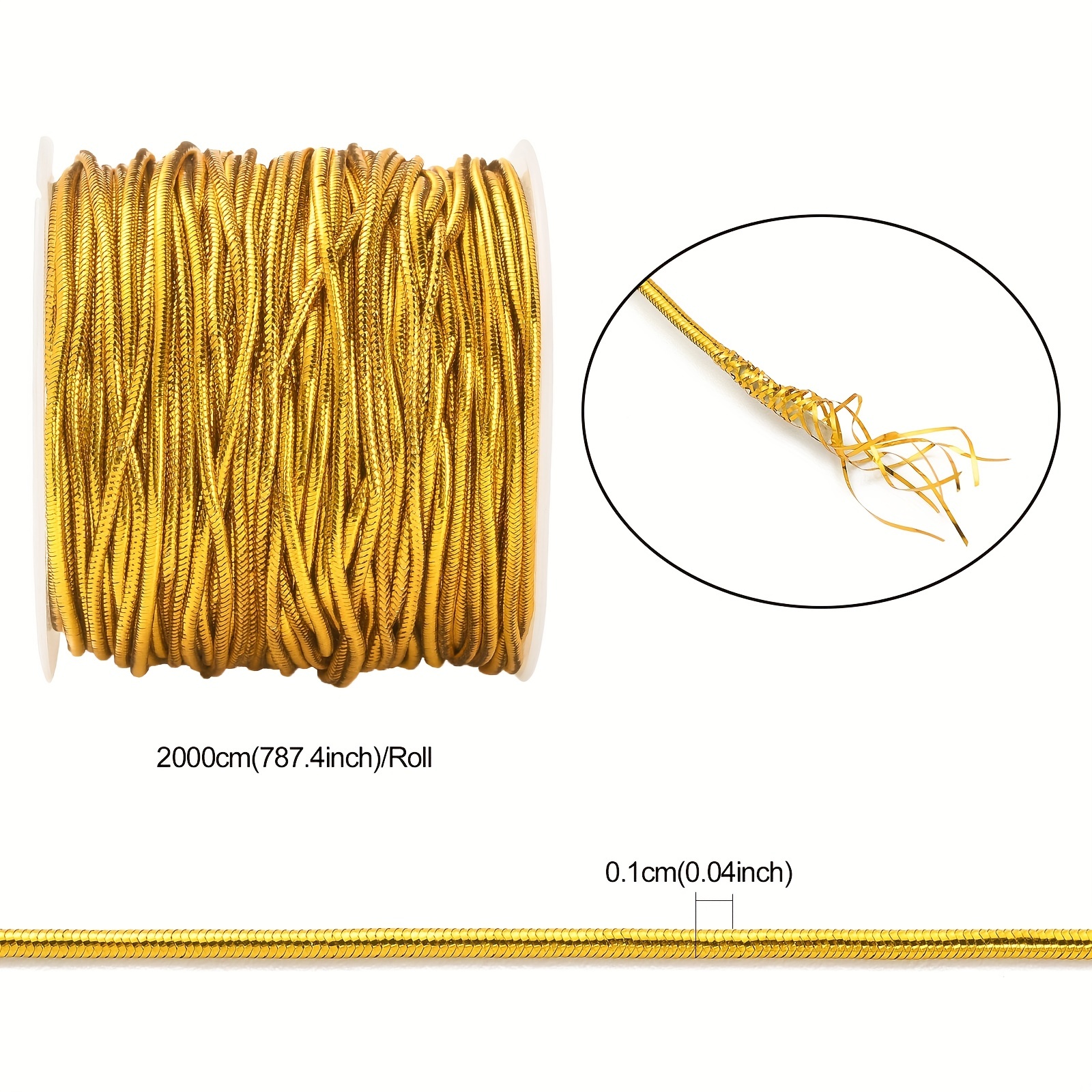 Metallic Gold Elastic Stretch Cord, 1/16x50 yards
