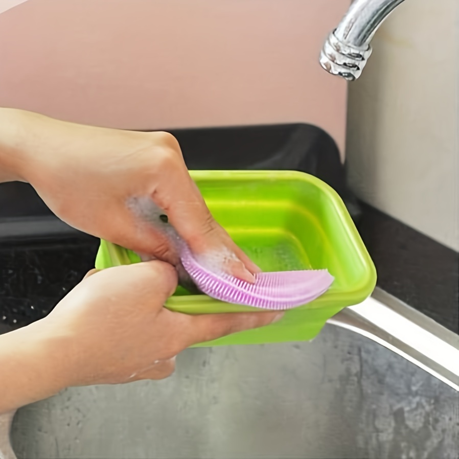1PC Silicone Cleaning Brush Dishwashing Scrubber Sponge Multi-functional  Fruit Vegetable Cleaner Kitchen Brushes Kitchen Tools