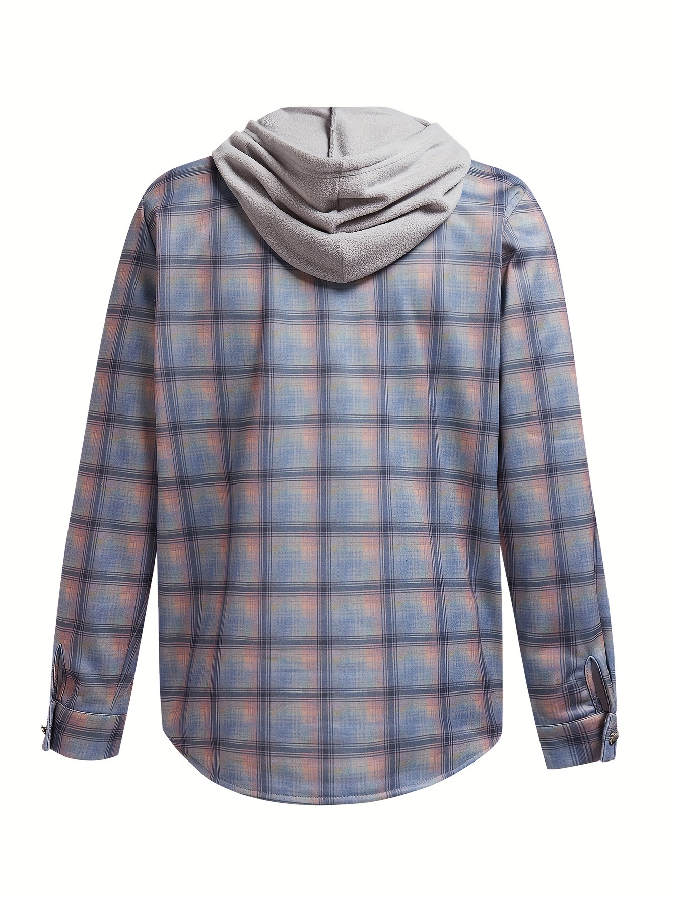 Men's Hooded Shirt Jacket Retro Plaid Button Shirt - Temu