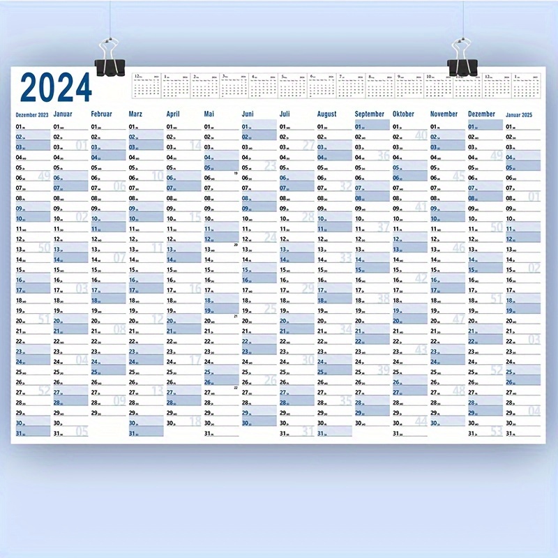 Feuille de planificateur de calendrier 2024 calendrier mural suspendu  calendrier annuel quotidien liste de tâches planificateur - AliExpress