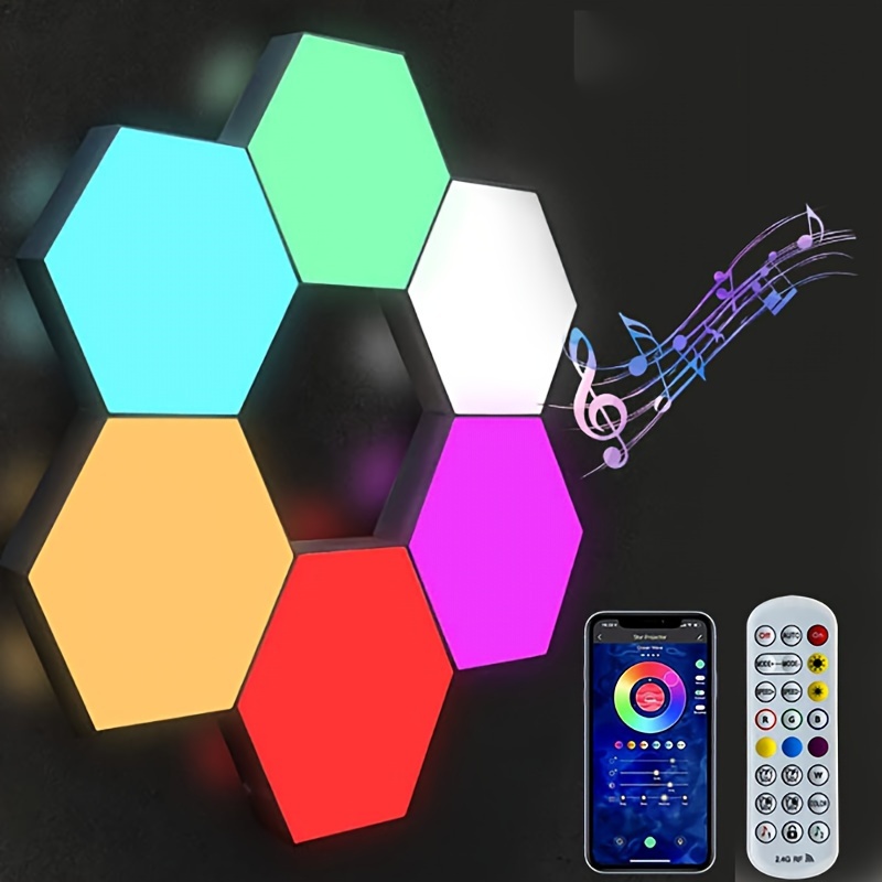 10 Pièces Panneau LED Mural Hexagone Gaming Murale Lampe Sync Avec Musique  Smart RGB Ambiance Light