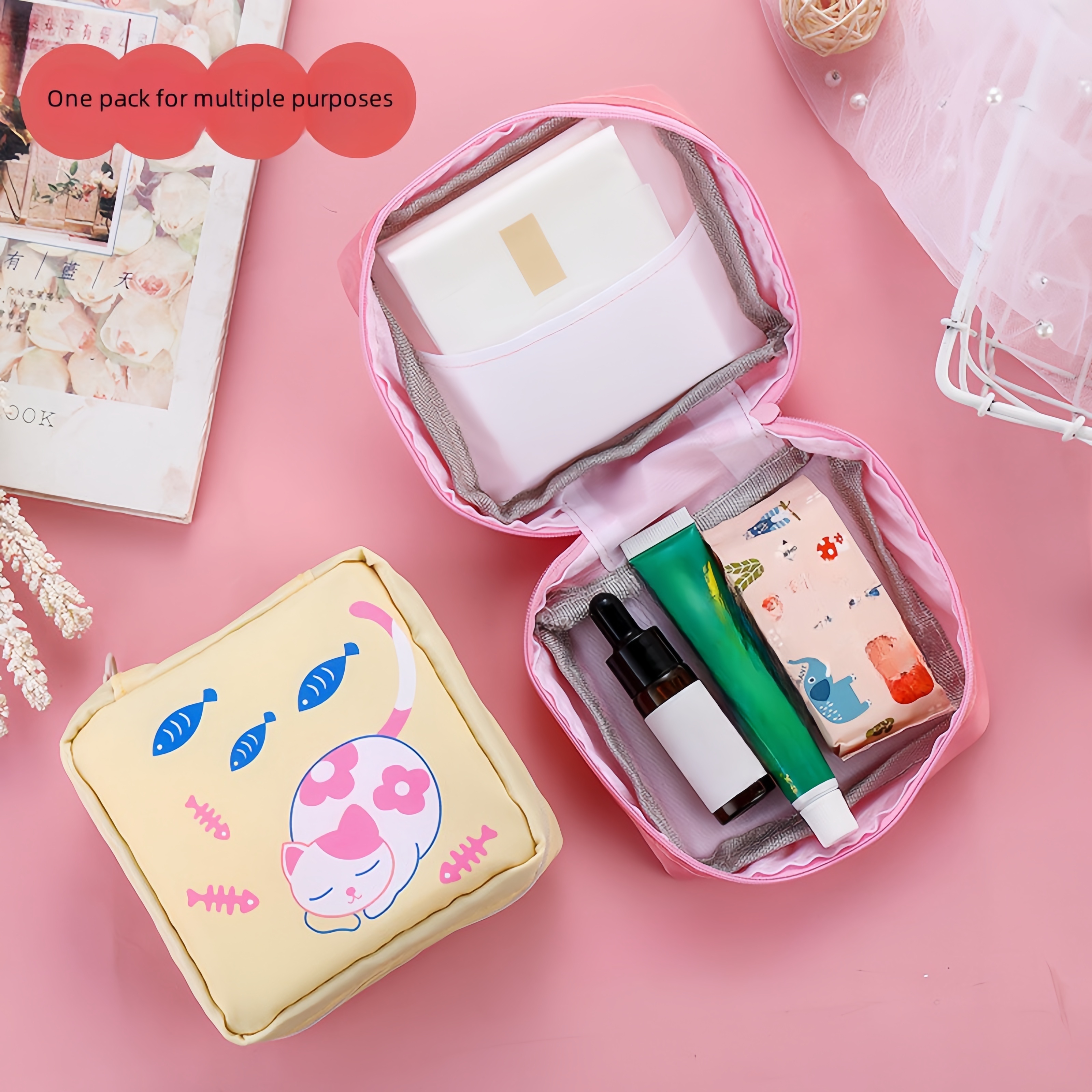 Cute Cartoon Portable Sanitary Napkin Storage Bag Large - Temu