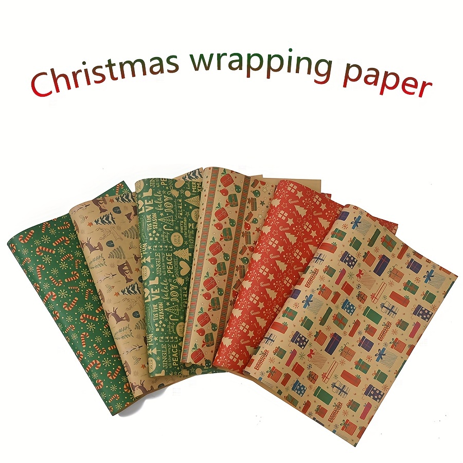 Retro Christmas Kraft Paper Wrapping Paper Cute Cartoon - Temu