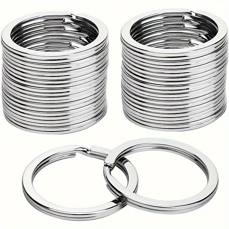 DIY Stainless Steel Key Ring Metal Keychain Rings Split Keyrings Flat Ring Metal Split Ring for Home Car Office Keys Attachment,Bag Accessories,Temu