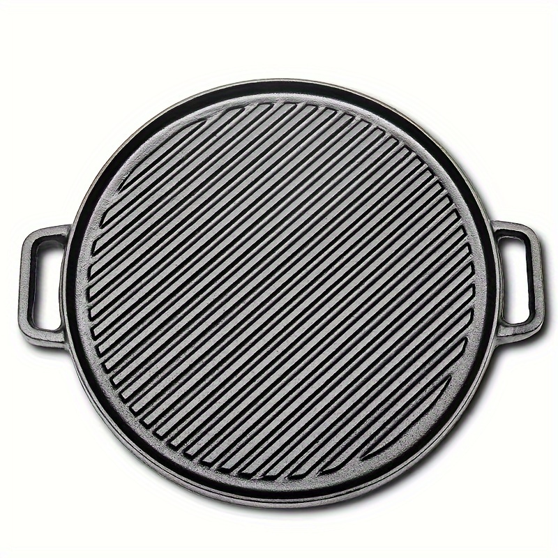 Barbecue Frying Pan With Handle Round Cast Iron Thickened - Temu